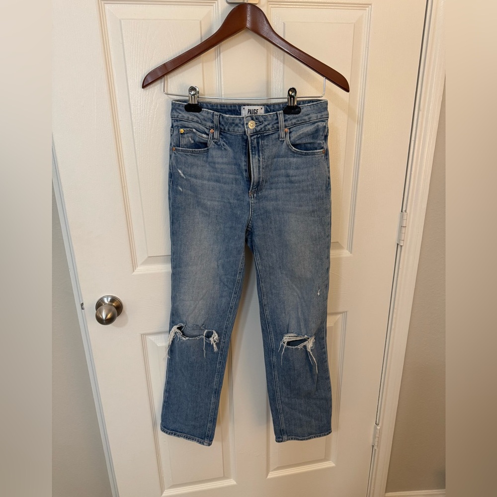 PAIGE ripped straight leg jeans